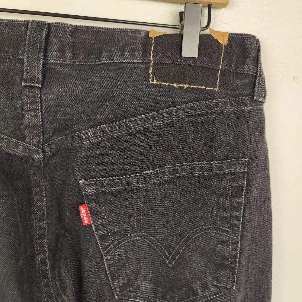 Vintage Y2K Levi's 501 Jeans Mens 36x34 Black‎ Straight Leg 100% Cotton HEMMED